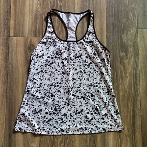 3/$30 LIKE NEW BLACK WHITE INK SPOT RACERBACK TANK